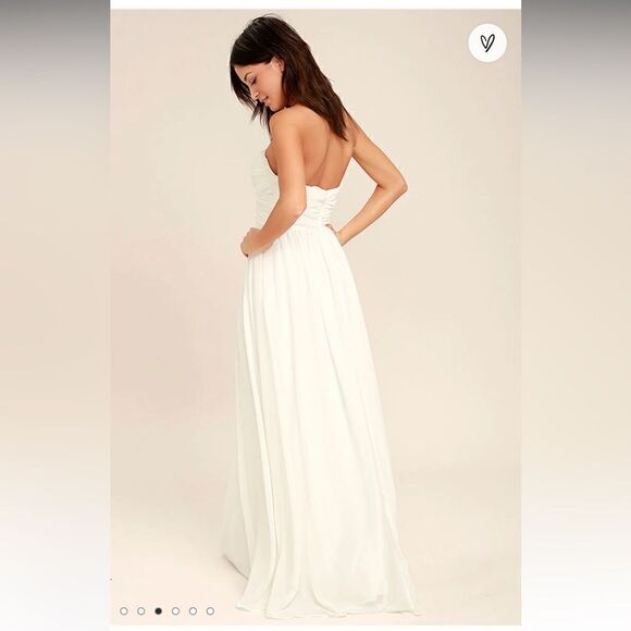 Lulu’s Love and Be Loved Ivory Strapless Maxi Dress Sz M - Picture 3 of 16